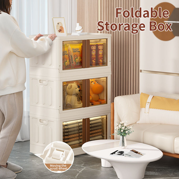 Double Open Bathroom Laundry Room Organization Open Front Door stackable Plastic Storage Bins For Closet Folding Storage Box