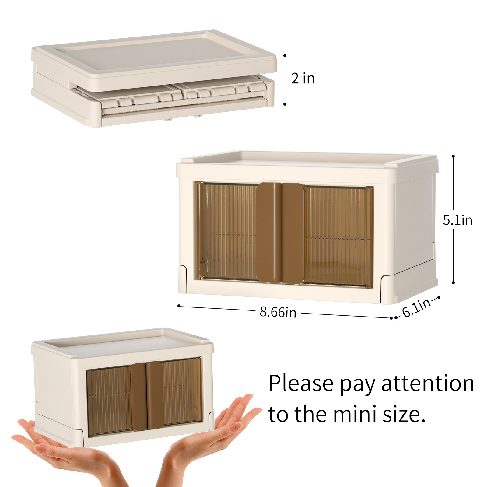 HAIXIN Mini Foldable Storage Box Desktop Organizer Small Plastic Containers Office Organization Storage with Lid