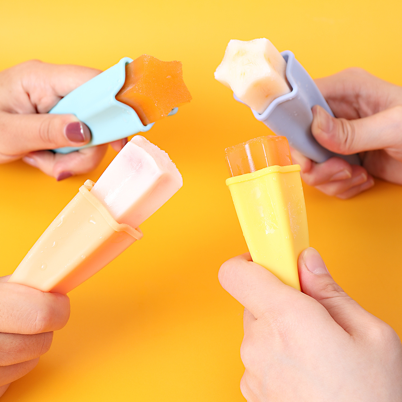 Haixin Silicone DIY Ice Pop Mold with Colorful Plastic Sticks, Popsicle Makers, Ice Cream Mould