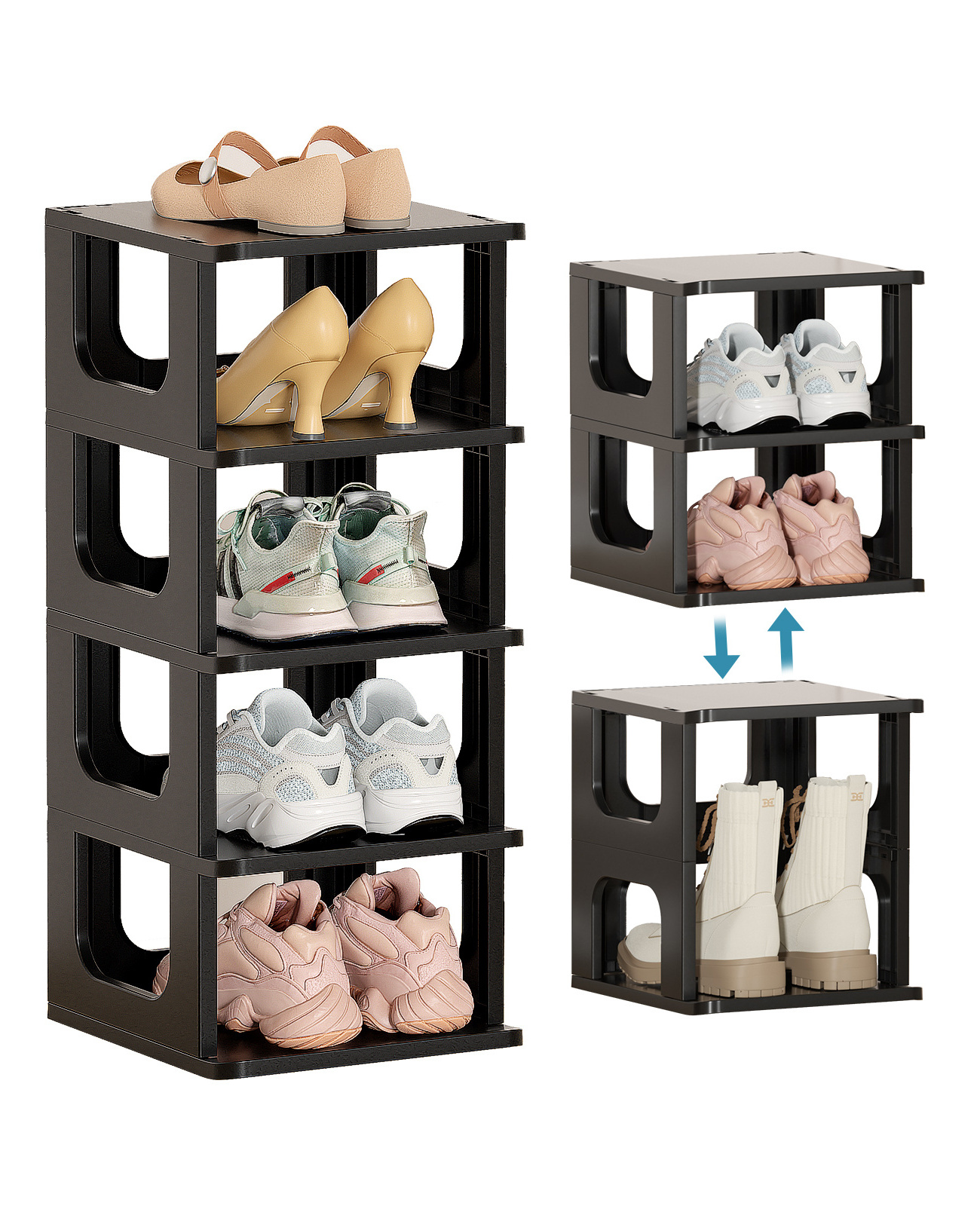 Living Room Furniture Free Standing Narrow Shoe Vertical Tower Shelf Storage Organizer Shoes Display Rack