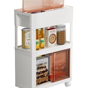 Portable Pantry Office Bathroom Organization With Door And Wheels Sliding Kitchen Plastic Storage Cabinets