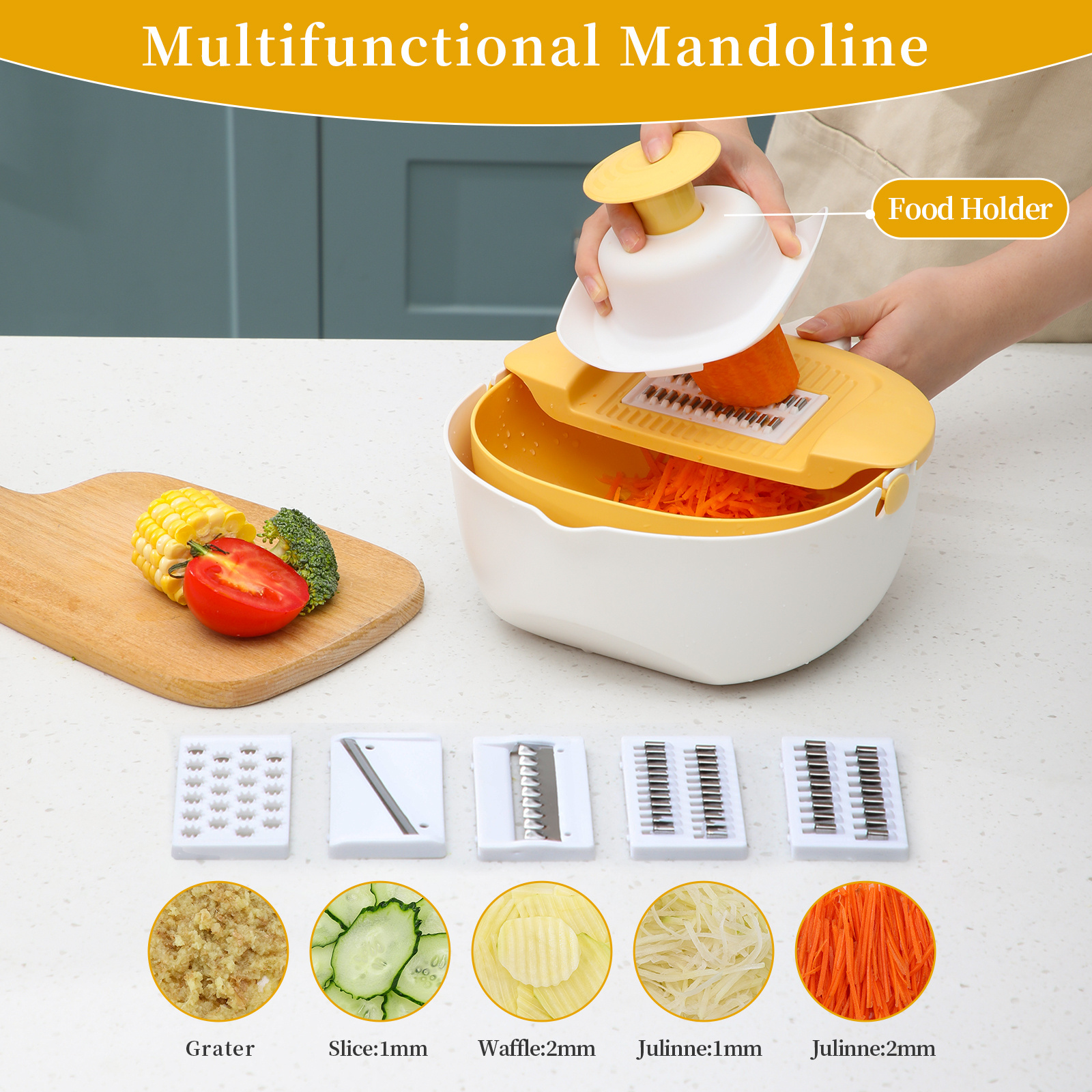 5 In 1 Multi Blade Multifunctional Home Kitchen Handheld Fruit Peeler Cutter Chopper Vegetable Slicer