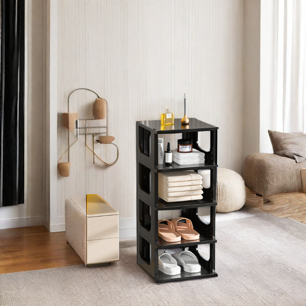 Living Room Furniture Free Standing Narrow Shoe Vertical Tower Shelf Storage Organizer Shoes Display Rack