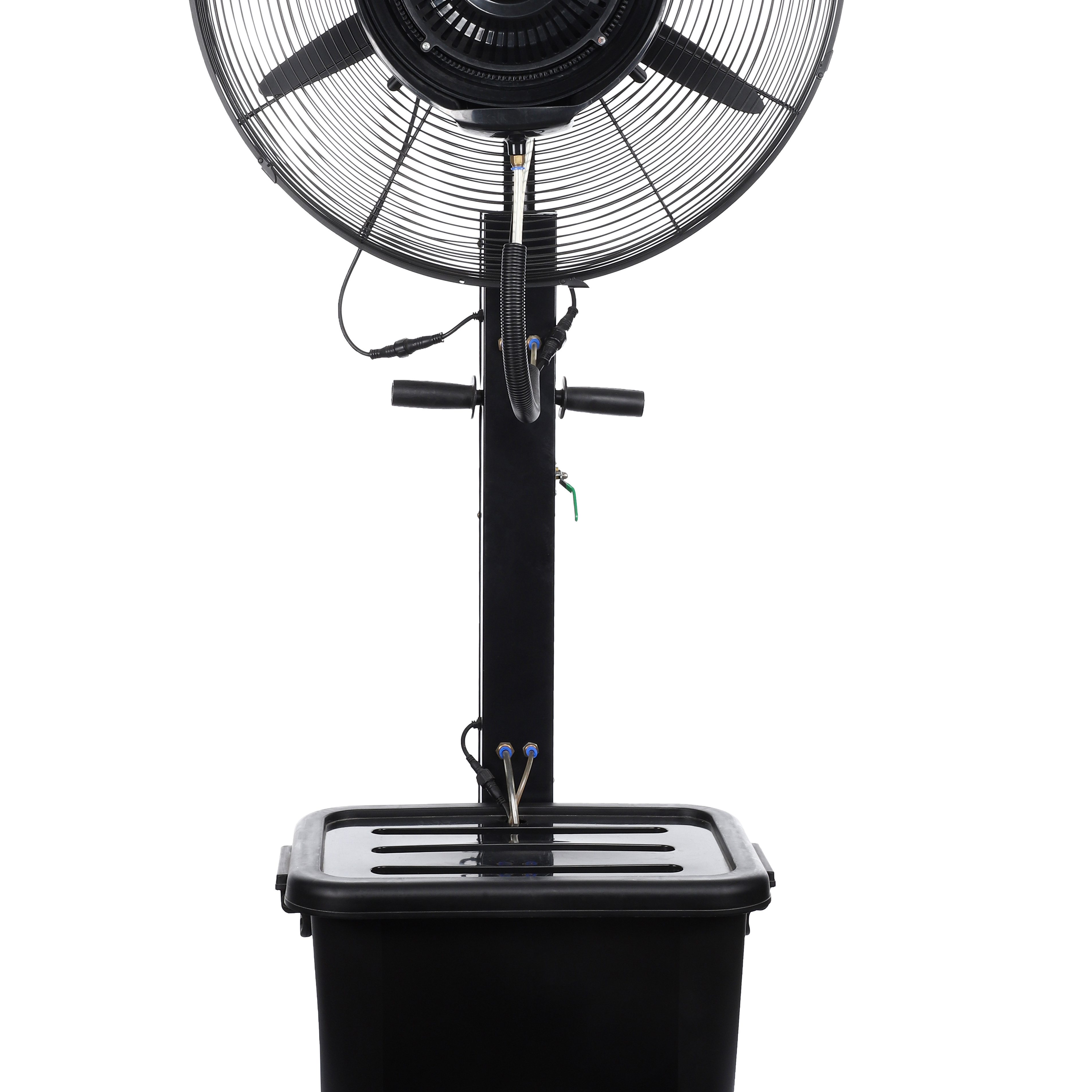 2022 New design wholesale outdoor vertical spray cooling water mist fan electric plastic base spray water mist fan