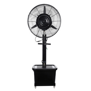 2022 New design wholesale outdoor vertical spray cooling water mist fan electric plastic base spray water mist fan