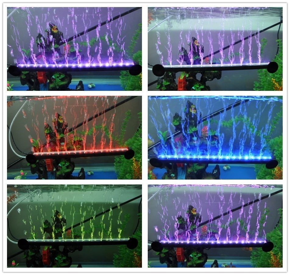 Color Changing LED Air Bubble Light Underwater Submersible Aquarium Light