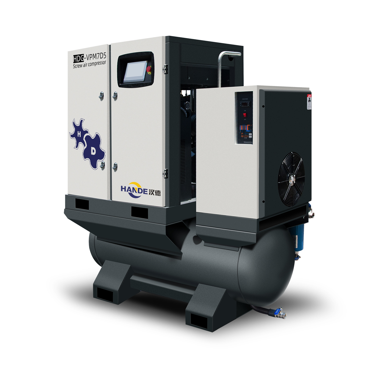 HANDE Permanent Magnet  4-In-1 VSD Screw Air Compressor 7.5Kw10Hp With Inverter For Sand Blasting Commercial Limiting Current