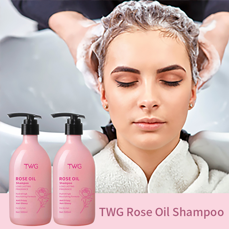 Rongyao Private Label Shampoo Manufacturer Hair Shampoo Anti Frizzy Hair Strengthening Rose Oil Essence Fragrance Shampoo