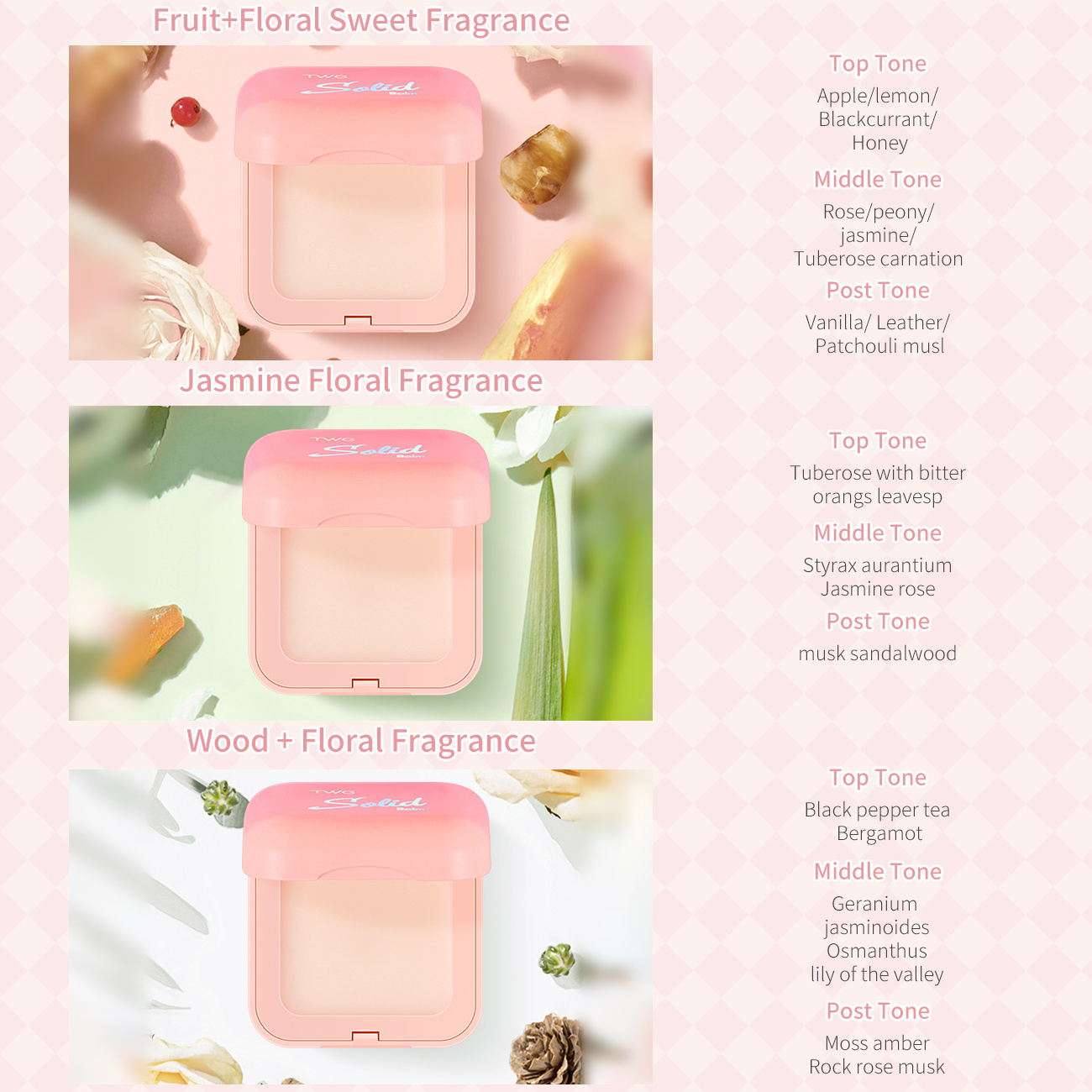 TWG RTS Long-Lasting Pink Private Label Floral Fragrance Perfume for Women&Men Portable pocket perfume Solid Perfume