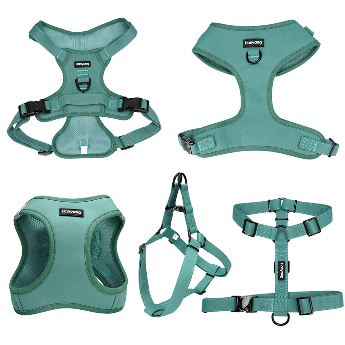 HanYang Manufacturers Free Sample Neoprene Adjustable Pet Harness Reversible Dog Harness Set Luxury design Custom Dog Harness