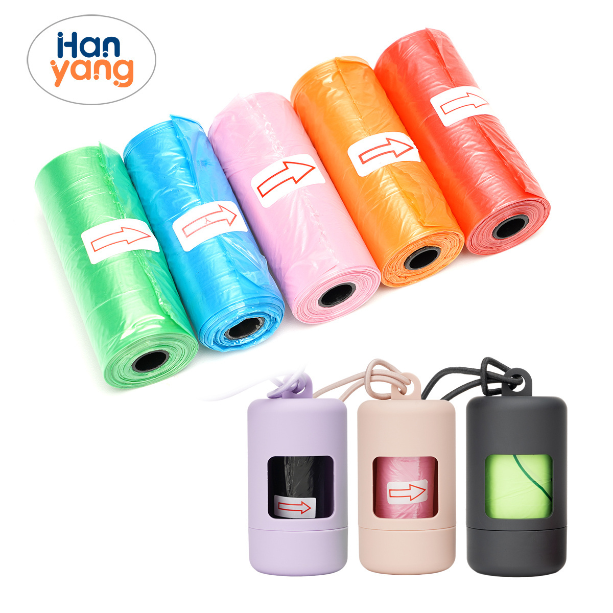 HanYang OEM Custom printed Dog Poop Bag Biodegradable compostable Leak Proof Dog Waste poop Bags with dispenser and leash clip