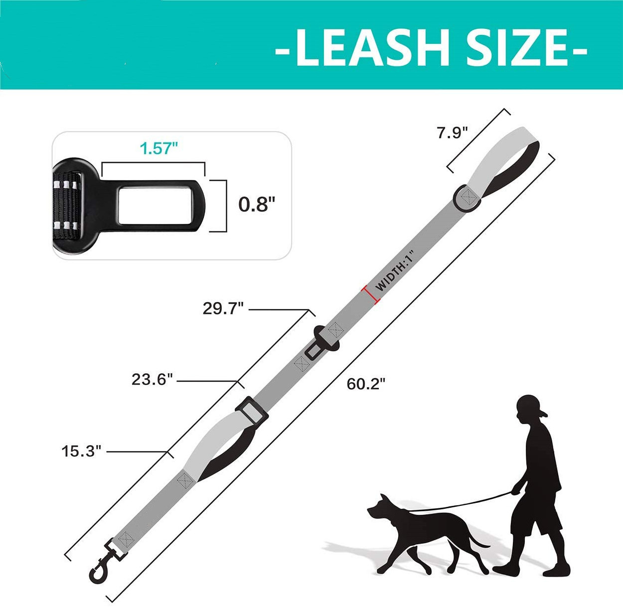 OEM 2 in 1 Dog Leash Detachable Reflective Dog Leash with Car Seat Belt Dog Collar and Leash Set Pet Supplies Pet Accessories