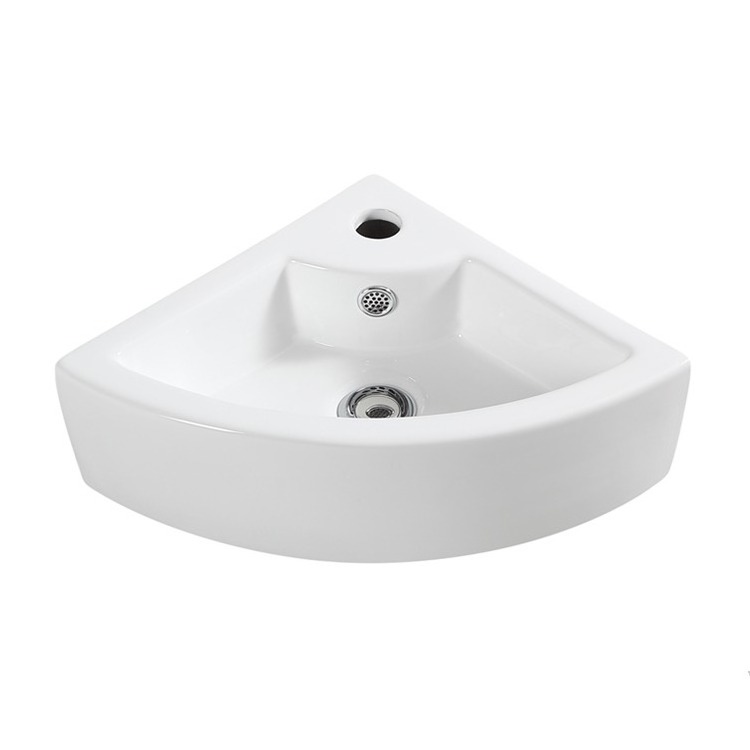 HY-3072 bathroom ceramic small basin corner sink triangular wall hung mounted sink