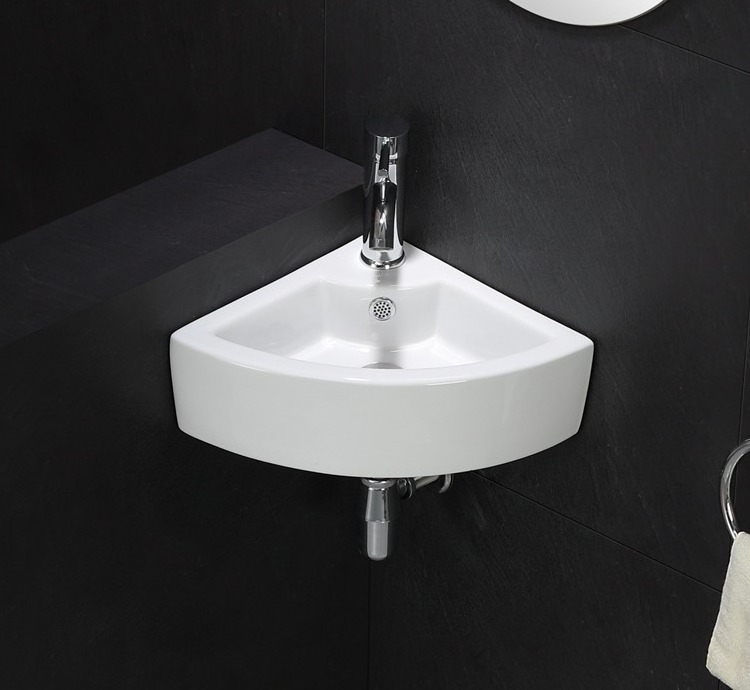 HY-3072 bathroom ceramic small basin corner sink triangular wall hung mounted sink