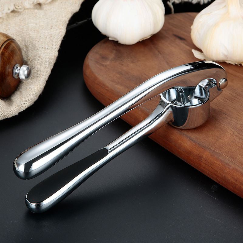 Professional Kitchen Gadgets Handheld Squeezer Zinc Alloy Pressed Garlic Chopper Manual Stainless Steel Garlic Press