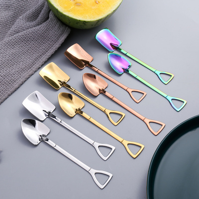 INS Creative Design Shovel Spoon 304 Stainless Steel Spoon Fruit Dessert Ice Cream Sugar Coffee Tea Spoon