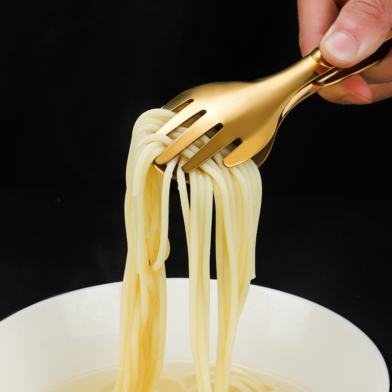 Gold plated serving utensils salad bread meat serving buffet tongs stainless steel food tongs for kitchen accessories