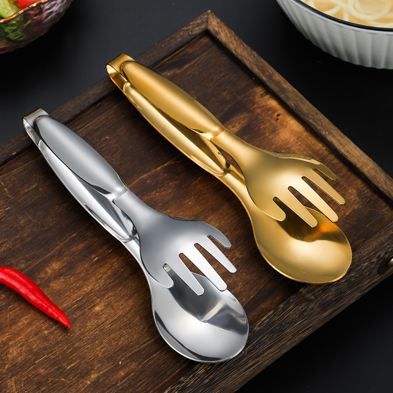 Gold plated serving utensils salad bread meat serving buffet tongs stainless steel food tongs for kitchen accessories