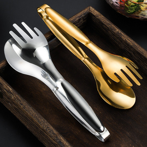 Gold plated serving utensils salad bread meat serving buffet tongs stainless steel food tongs for kitchen accessories