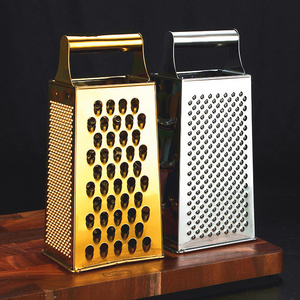 Professional Box Grater Stainless Steel 4-Sided Hand Vegetable Slicer Cheese Grater with Handle