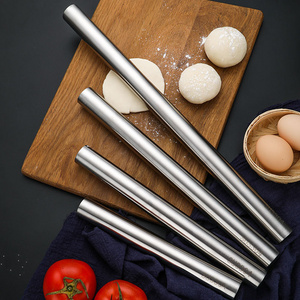 Reusable SUS304 Food Grade Not Sticky French Dough Rolling Pin Smooth Stainless Steel Rolling Pin for Kitchen Baking