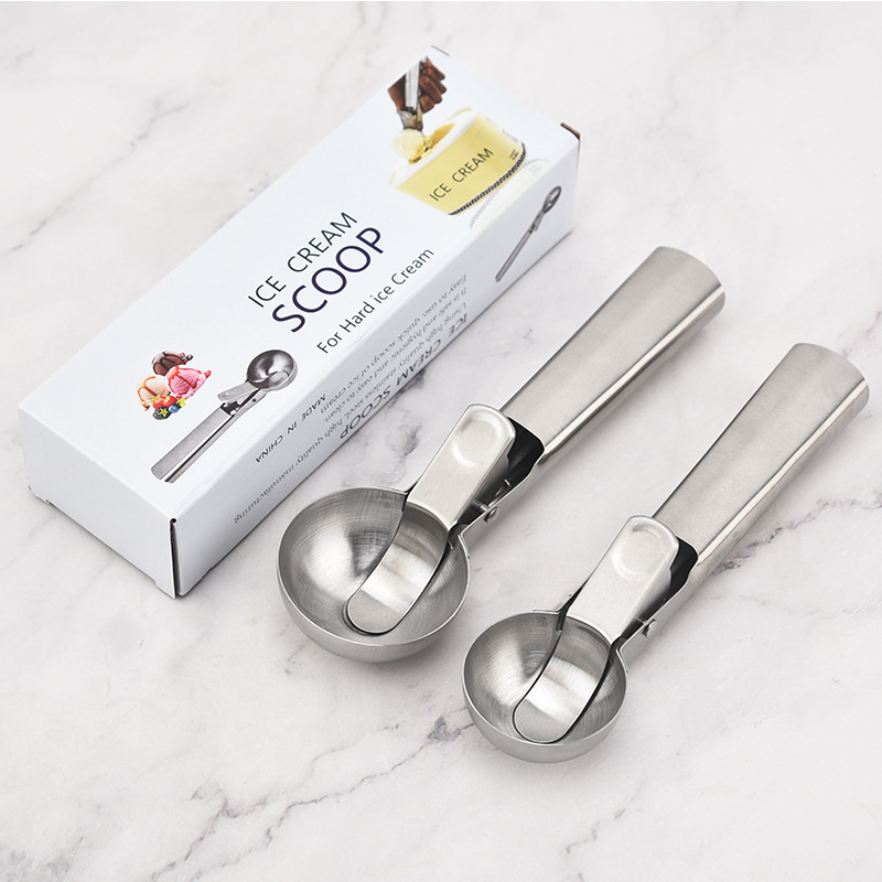 Premium Ice Cream Scoop with Trigger Ice Scooper Stainless Steel Heavy Duty Metal Ice Spoon Dishwasher Safe