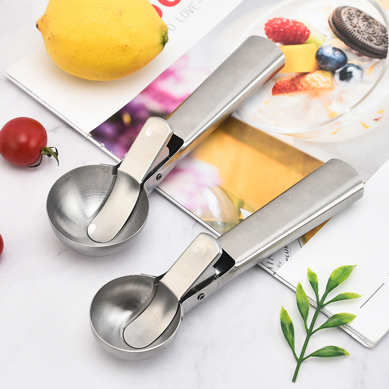 Premium Ice Cream Scoop with Trigger Ice Scooper Stainless Steel Heavy Duty Metal Ice Spoon Dishwasher Safe