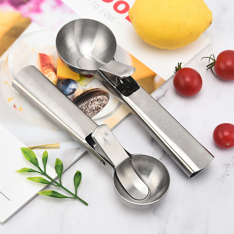 Premium Ice Cream Scoop with Trigger Ice Scooper Stainless Steel Heavy Duty Metal Ice Spoon Dishwasher Safe