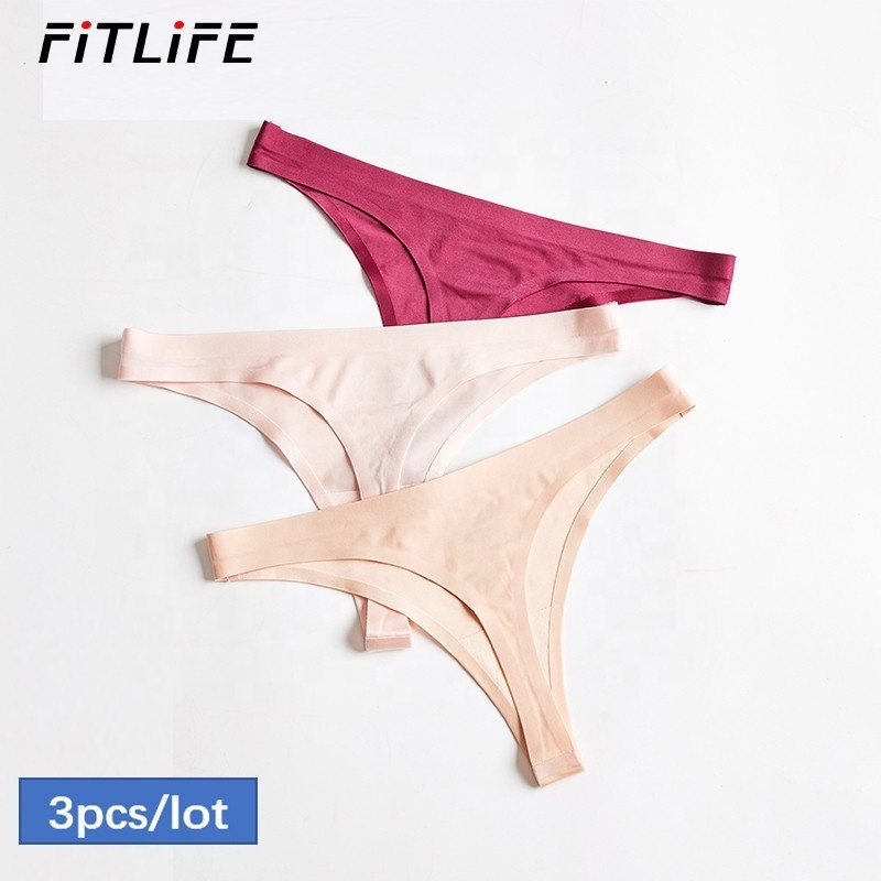 Women Ice Silk Thong Panties Sexy Briefs Seamless Thongs Women Underwear Panties for Girls Ladies Panty 3XL Plus G String Tanga