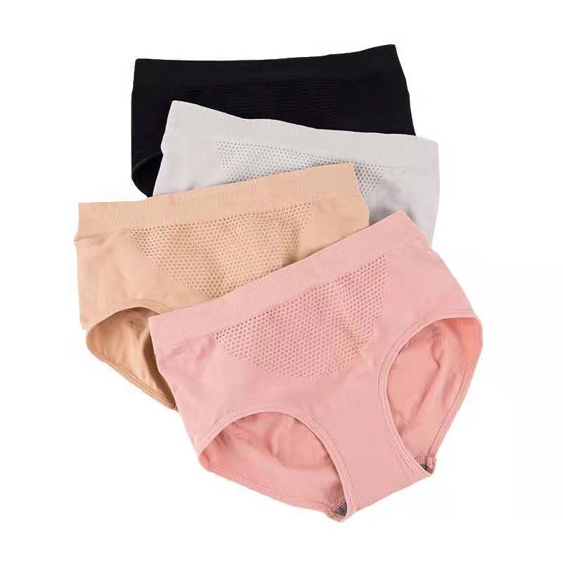 Wholesale popular Japanese 3D honeycomb warm women's briefs comfortable cotton seamless underwear