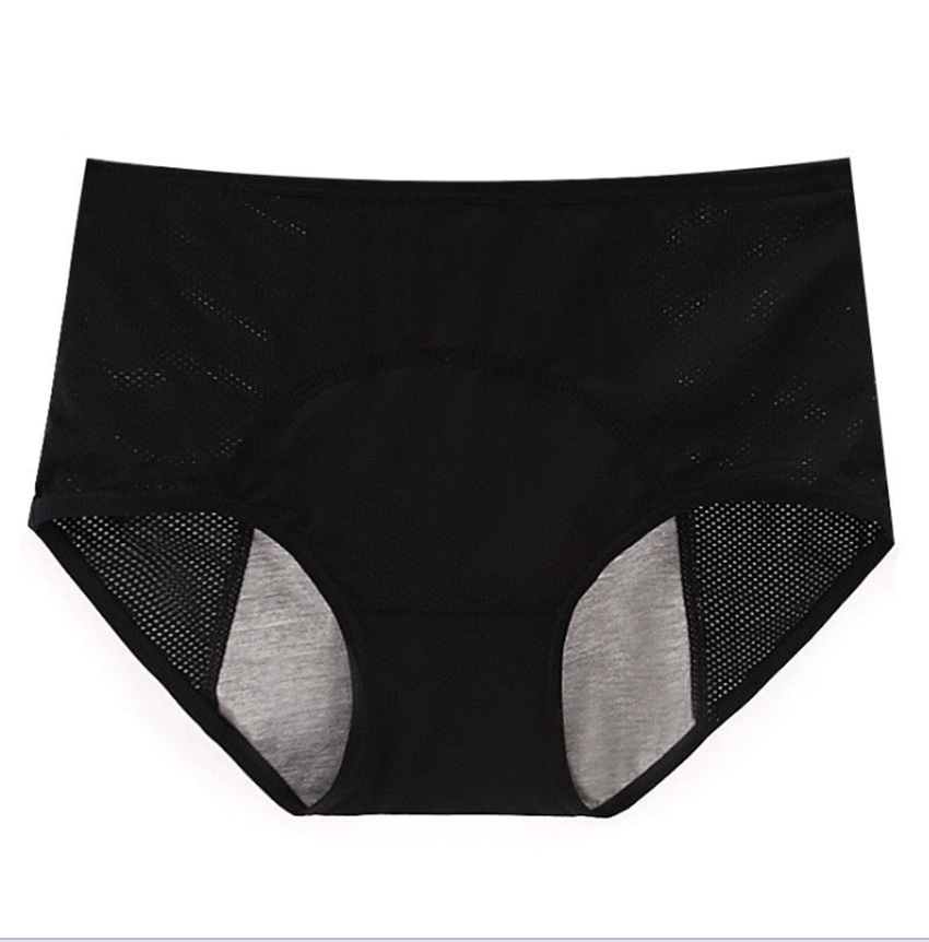 Lady Menstrual Period Breathable Panties Holes Briefs Leakproof Underwear Cotton Soft Solid Mid-waist Panties Women Plus Size