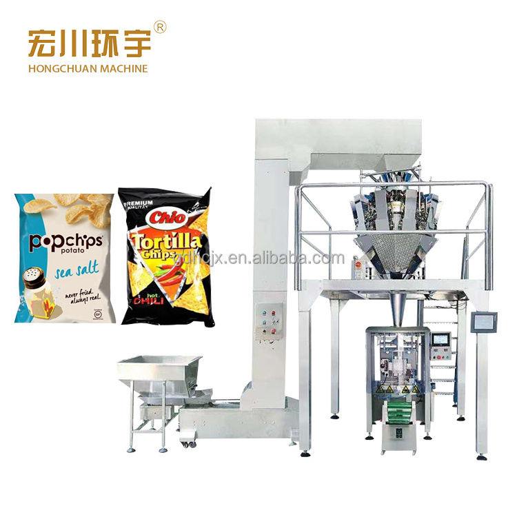 Automatic pet food packaging machine snack Crisps potato chips nitrogen flushing filling packing machine