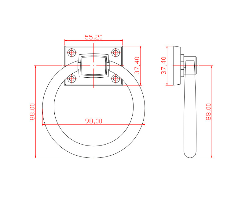 Furniture zinc alloy ring handle for cabinet door