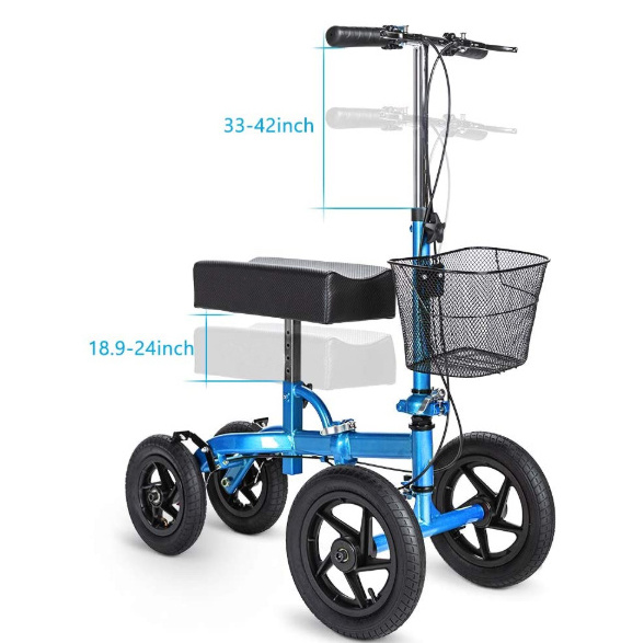 HCT-9125F Hot Sale Adult Folding Knee Walker pneumatic tires Scooter For One Leg Broken Ankle