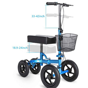 HCT-9125F Hot Sale Adult Folding Knee Walker pneumatic tires Scooter For One Leg Broken Ankle