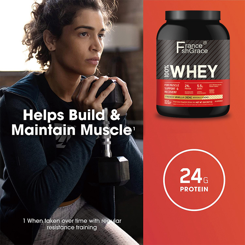 Wholesale 100% Whey Protein Powder 2 Lbs Vanilla Flavor Whey Protein Isolate Powder For Fitness And Muscle Gain