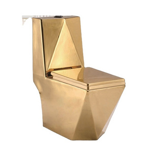 Chinese Electroplated Diamond One Piece Ceramic Sanitary Ware Wc Gold Colour Luxury Golden Toilet