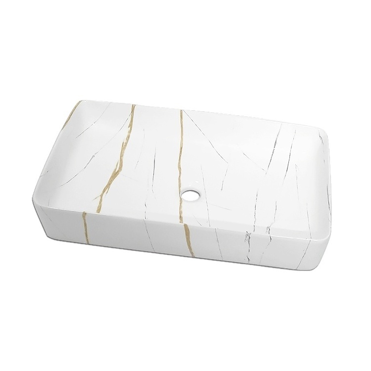 Creativity new product good quality porcelain wc table top lavabo vessel marble ceramic countertop basin rectangular art sink