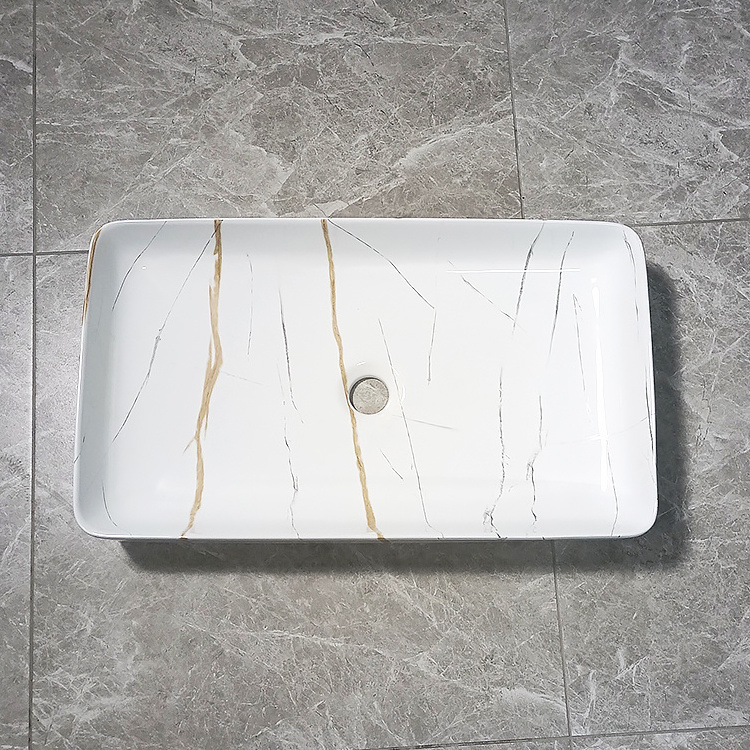 Creativity new product good quality porcelain wc table top lavabo vessel marble ceramic countertop basin rectangular art sink