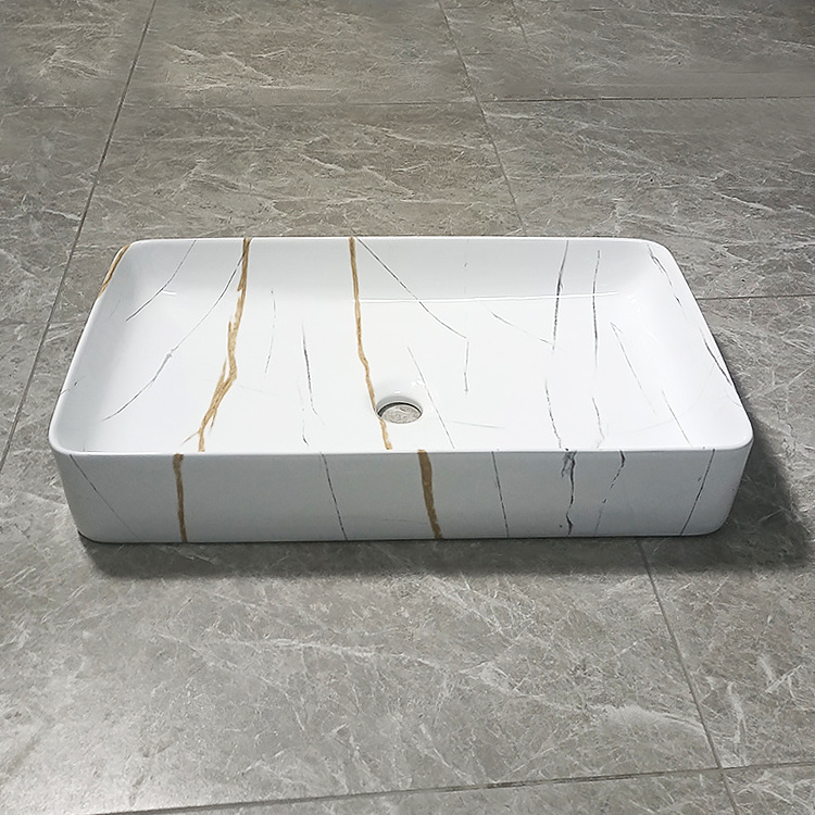 Creativity new product good quality porcelain wc table top lavabo vessel marble ceramic countertop basin rectangular art sink