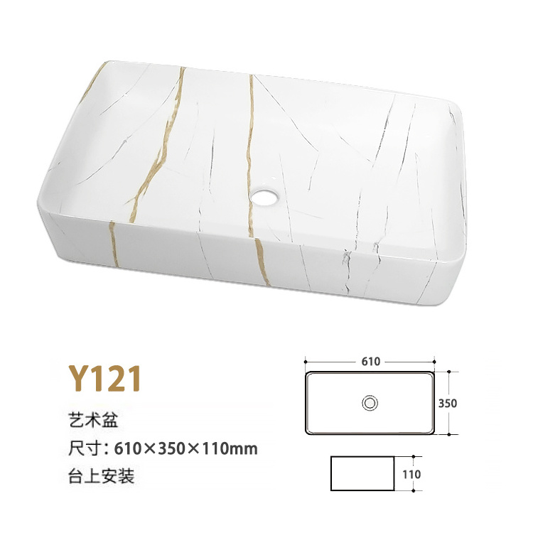 Creativity new product good quality porcelain wc table top lavabo vessel marble ceramic countertop basin rectangular art sink