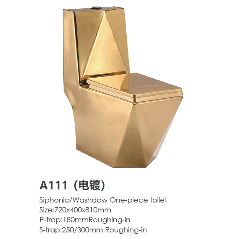 Chinese Electroplated Diamond One Piece Ceramic Sanitary Ware Wc Gold Colour Luxury Golden Toilet