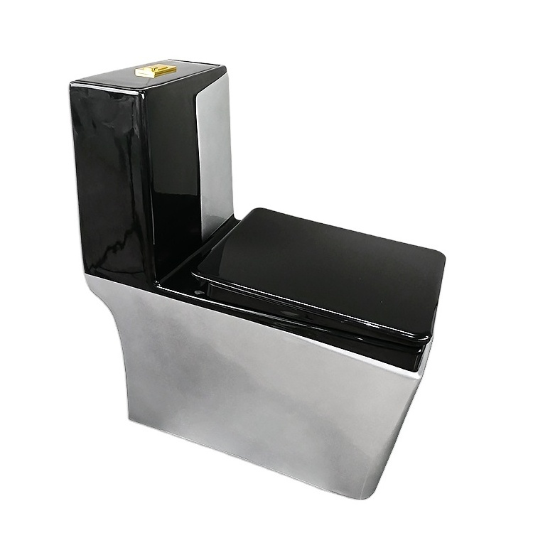 Sanitaire Grey And Black Color Elongated One Piece Bathroom Toilet Wc Commode Ceramic Water Closet