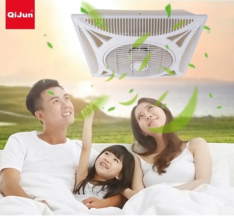 600*600 mm 14 inch Size Surface Ceiling Fan With LED Light  Remote Control Amounted the Wall Square Design Amount