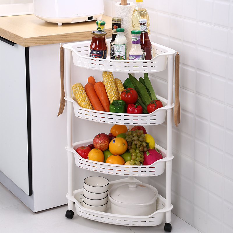 Triangular vegetable storage rack trolley cart plastic storage rack kitchen shelf organizer organizer cart with wheels