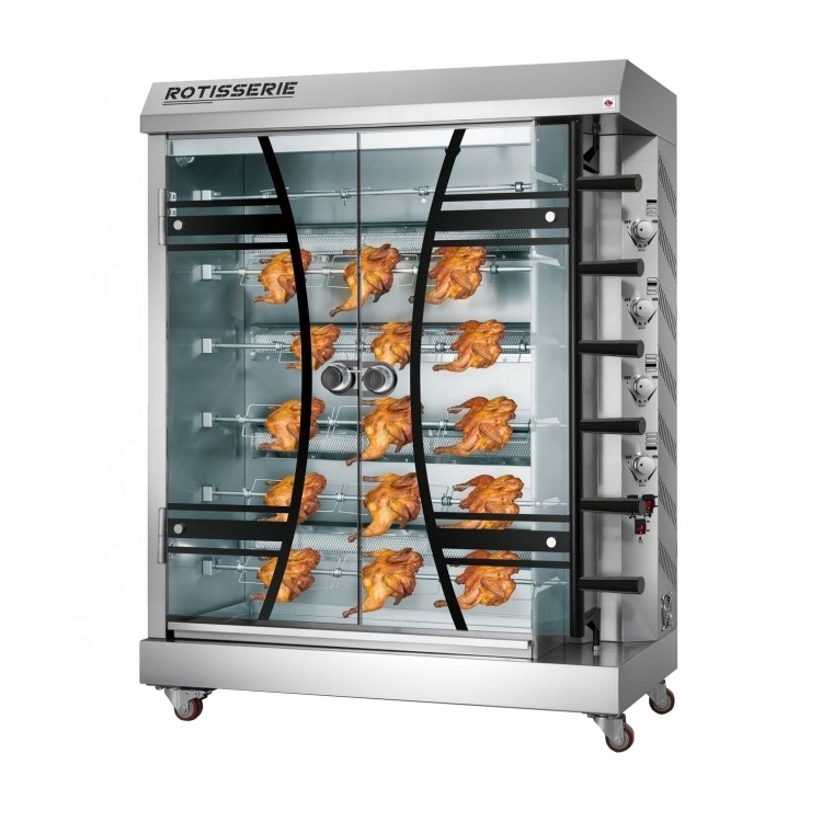 6 rods kitchen gas rotisserie oven high quality stainless steel grill chicken machine