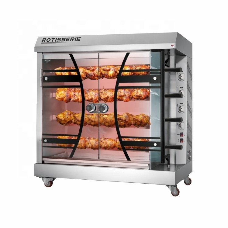 6 rods kitchen gas rotisserie oven high quality stainless steel grill chicken machine