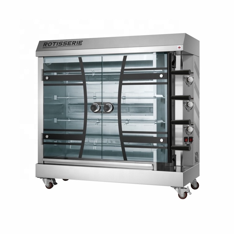 6 rods kitchen gas rotisserie oven high quality stainless steel grill chicken machine