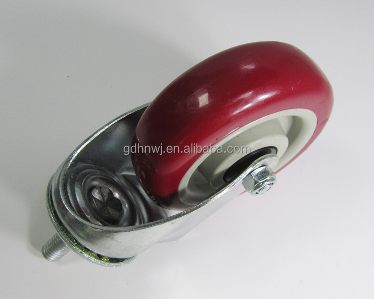 M12 thread stem Red PVC industrial casters, 100mm cart caster