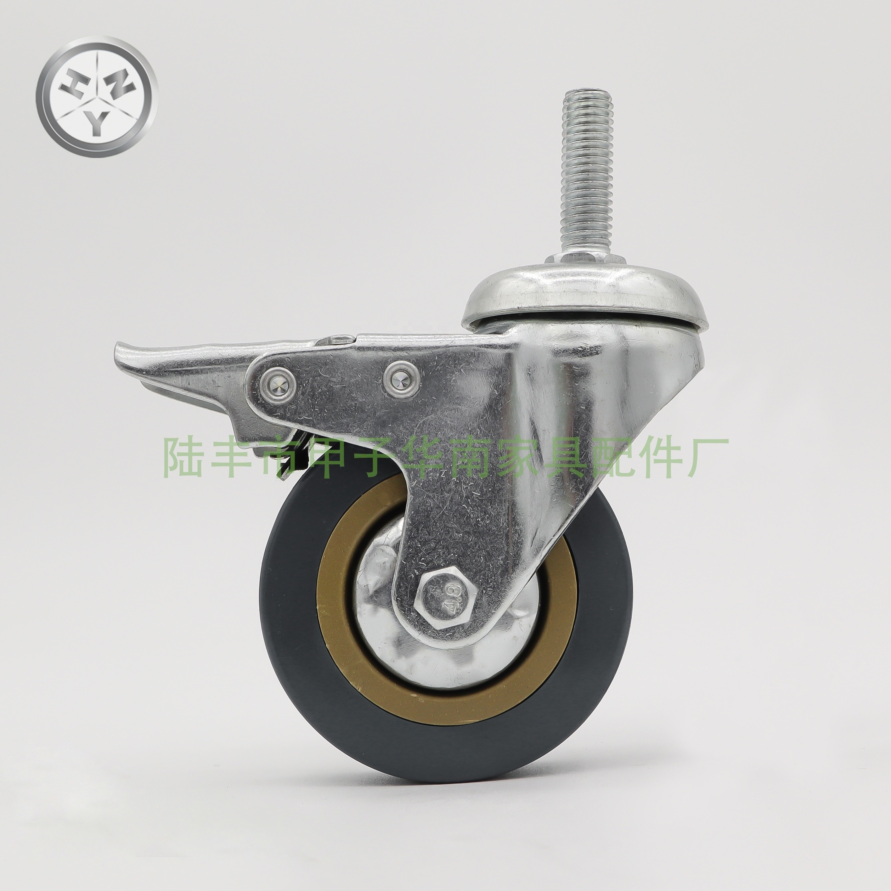 Grey rubber thread stem caster wheels 3 inch industrial swivel casters